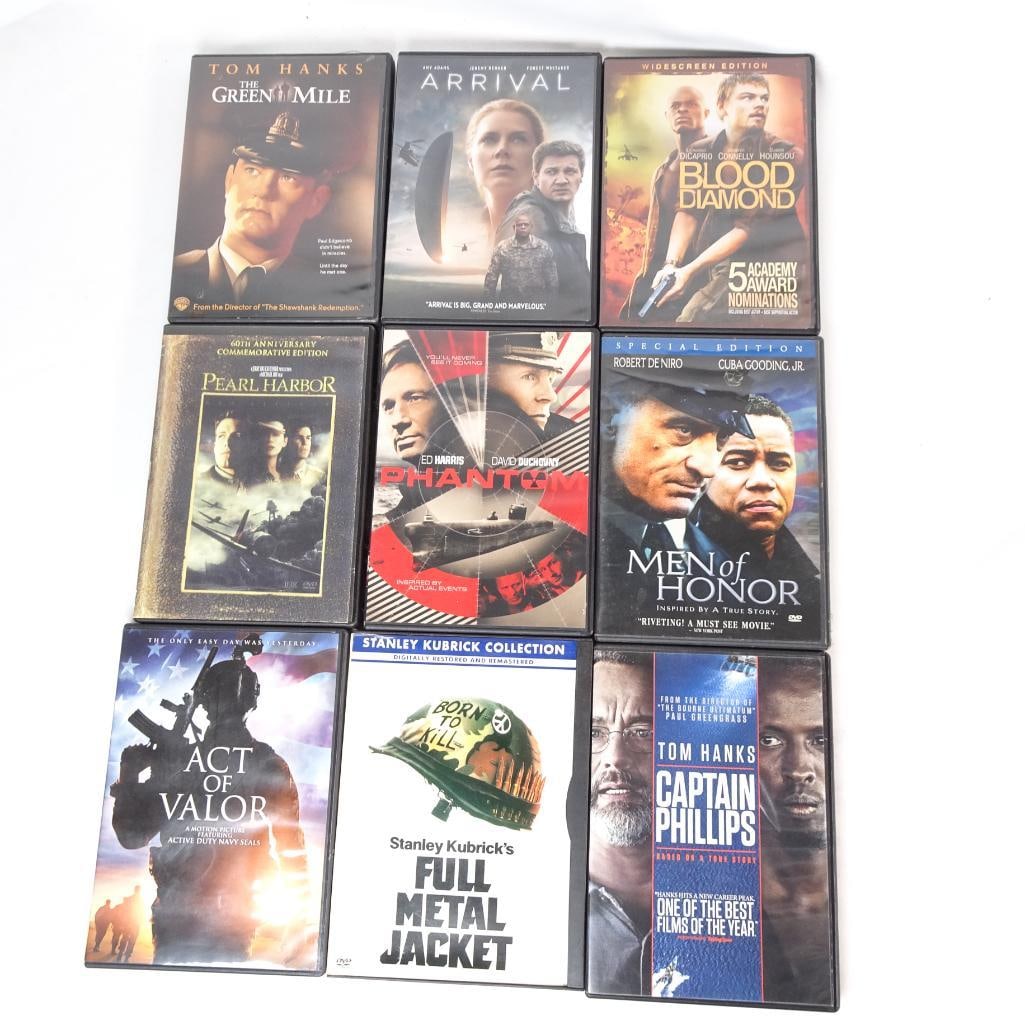 DVD Movie Lot -Arrival, Green Mile, Full Metal Jacket, Captain Phillips andMore (9 Films) (1 of 2)