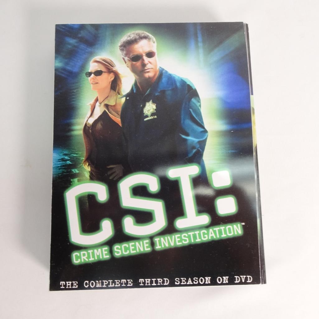 CSI Crime Scene Investigation Season 3 DVD Complete 6 Disc Set CBS TV Series: Complete CSI: Crime Scene Investigation -Season 3 DVD set. Includes all episodes from Season 3 across 6 discs, featuring one of the most popular crime drama series. Good pre-owned condition. Discs app