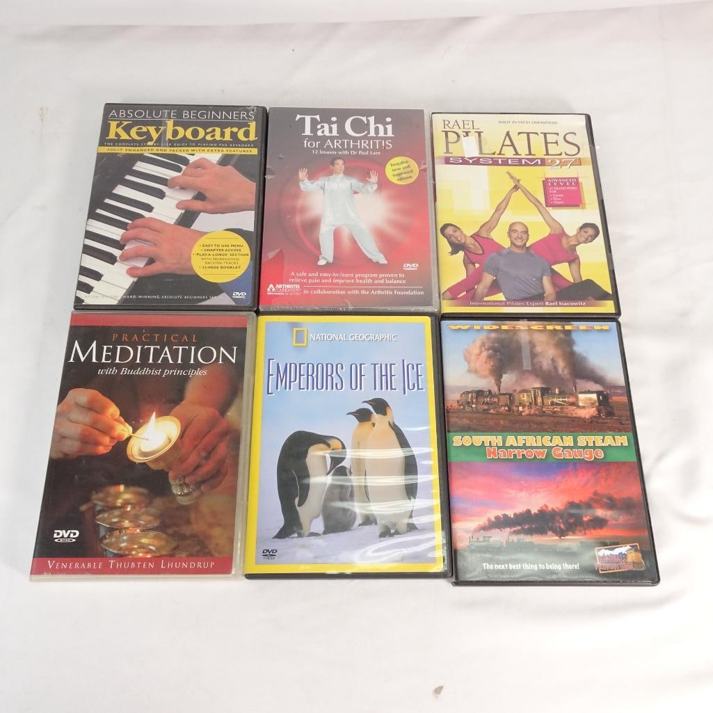 DVD Lot (6) -Fitness, Meditation, National Geographic, Music Lessons -Pilates, Tai Chi, Keyboard + (1 of 2)