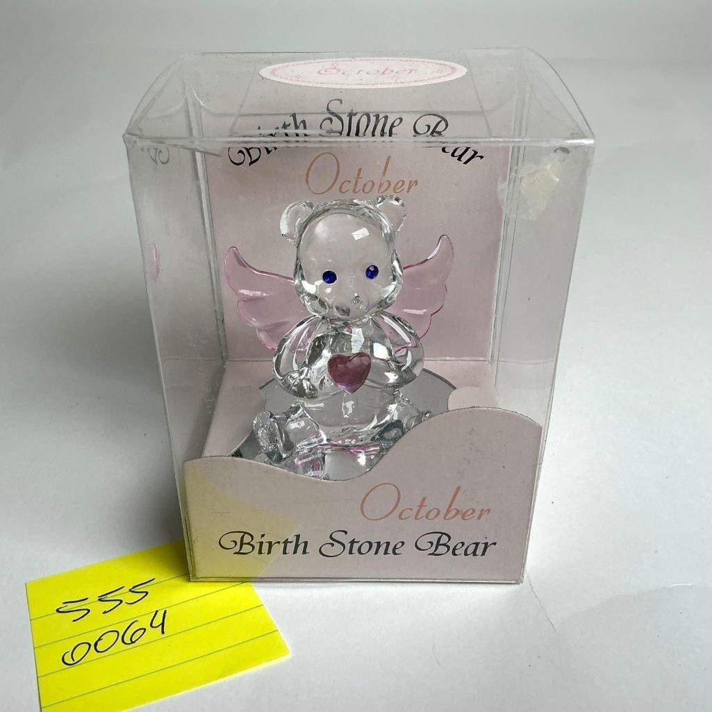 Birth Stone Art Glass Angel Teddy Bear Figurine (1 of 3)