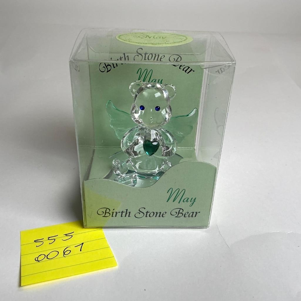 Birth Stone Art Glass Angel Teddy Bear Figurine (1 of 3)