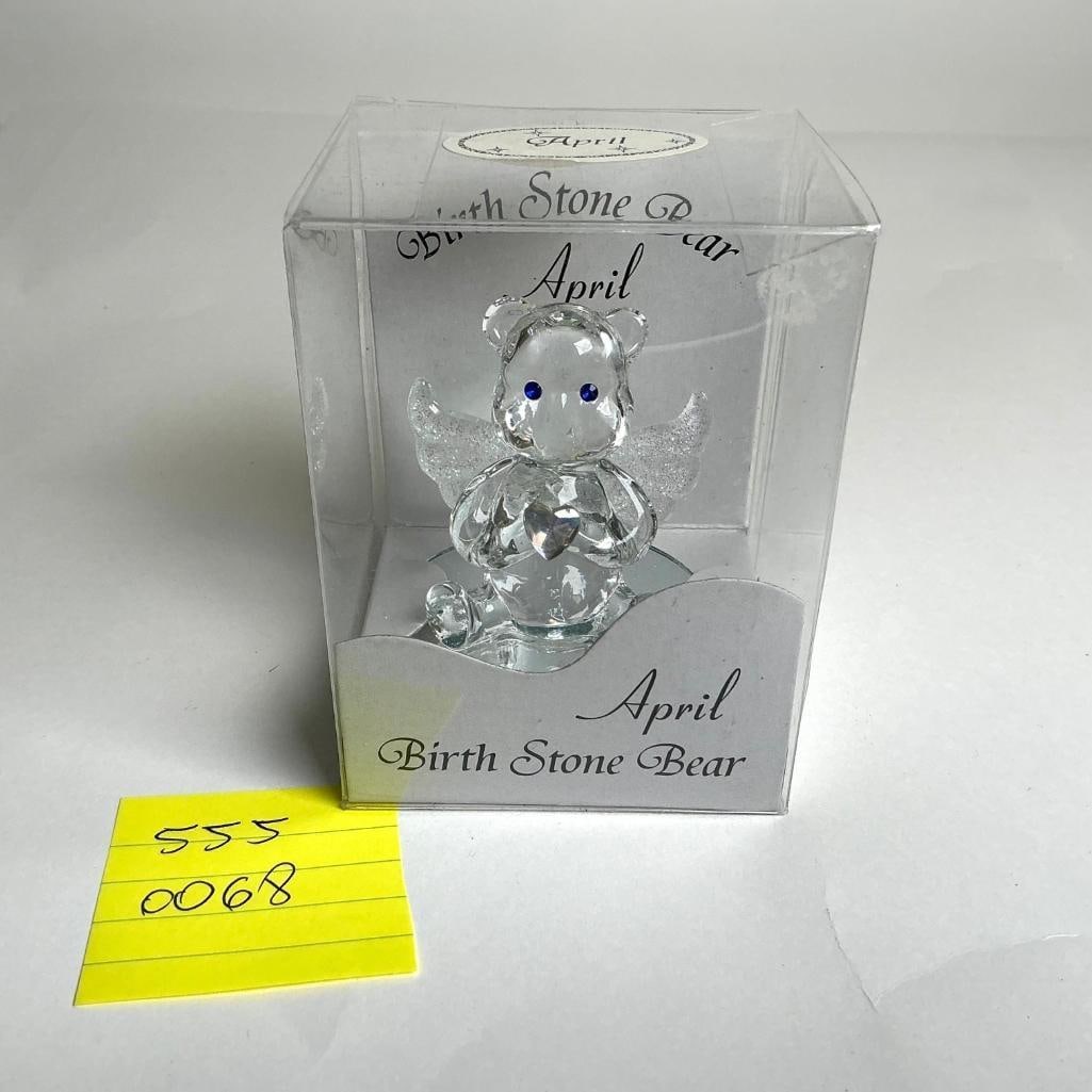 Birth Stone Art Glass Angel Teddy Bear Figurine (1 of 3)