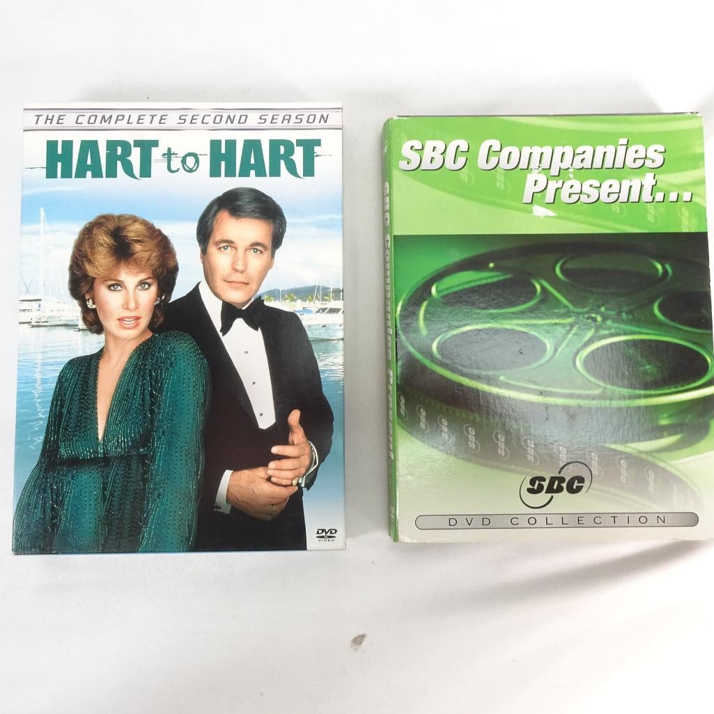 DVD Lot - Hart to Hart Complete Season 2 + SBC Companies DVD Collection (3 Discs): Mixed DVD lot including a complete TV season and a multi-disc movie collection. Great bundle for collectors or resellers. Pre-owned. Cases and outer box may show wear. Discs are untested but appear in
