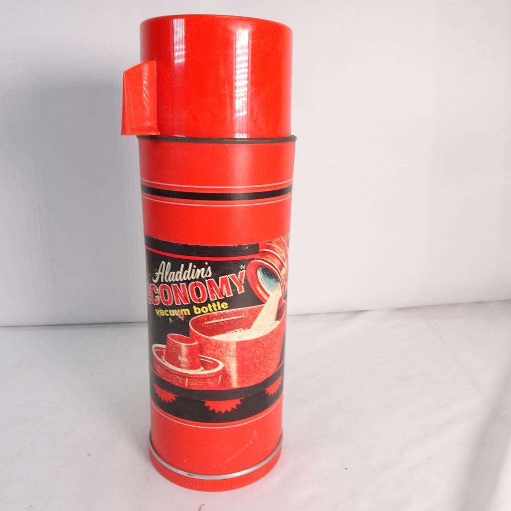 Vintage Aladdin Economy Vacuum Bottle Thermos Red w/ Glass Liner USA Classic (1 of 5)