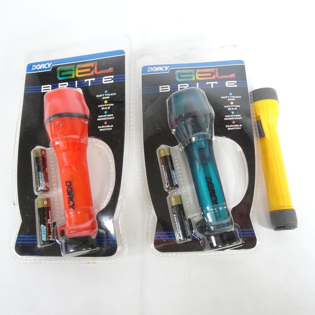 Dorcy Gel Brite Flashlight Lot (2 New + 1 Used) - With Batteries (1 of 2)