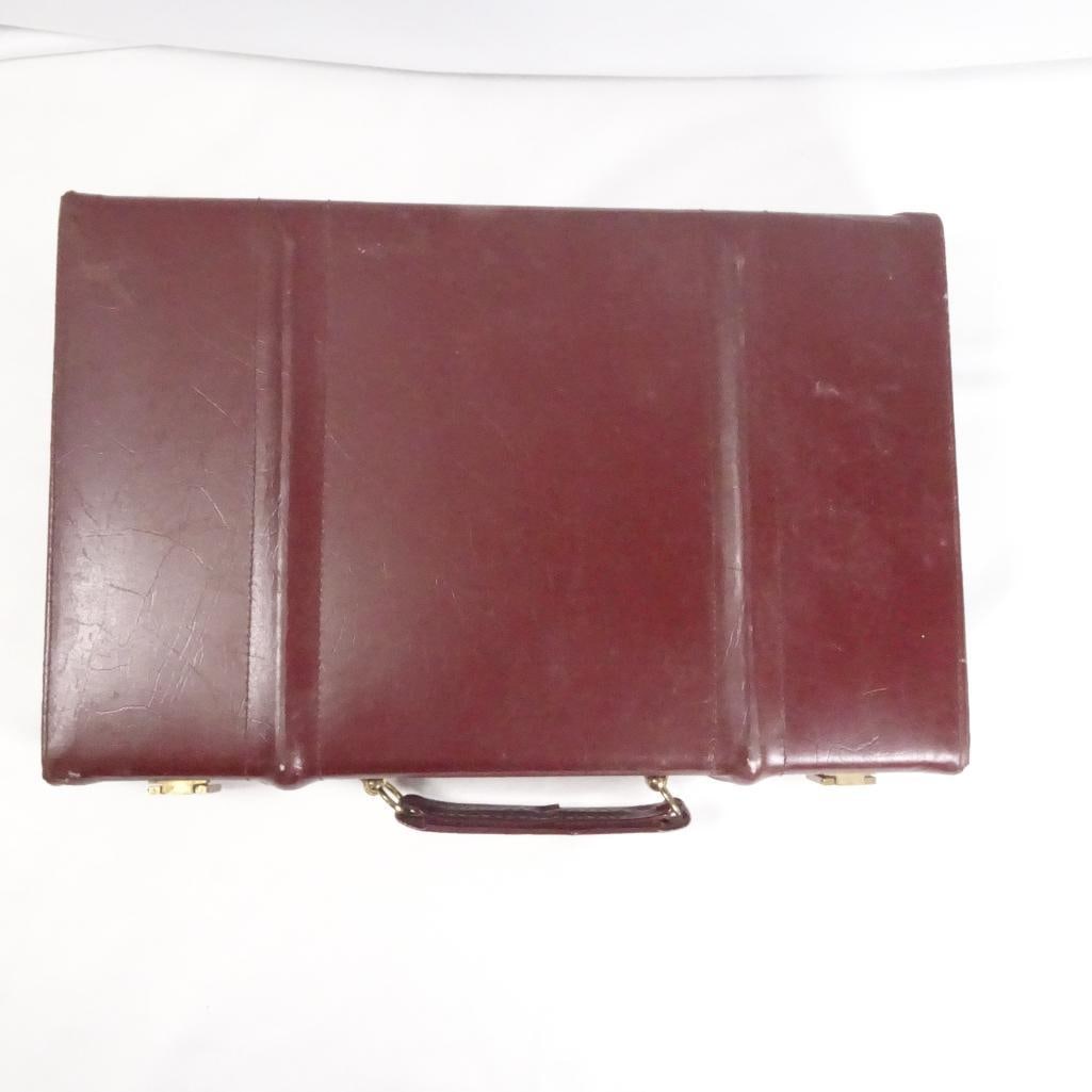 Vintage Backgammon Set w/ Leather Case - Travel Board Game Complete Set (1 of 7)