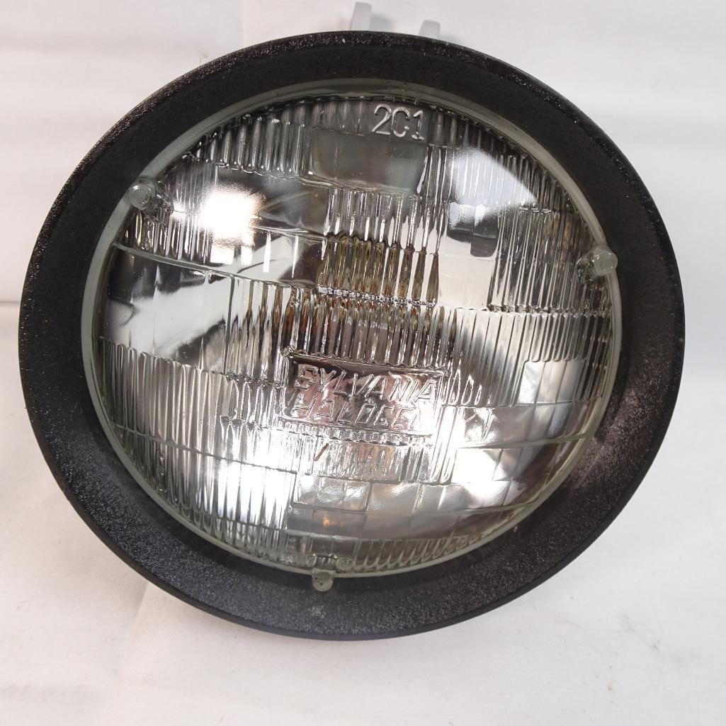 Yamaha Headlight Assembly Housing Lens Motorcycle Scooter OEM Style Front Lamp: Yamaha marked headlight assembly / housing in good pre-owned condition. Includes round glass lens and black outer housing as shown. This appears to be an OEM-style front headlamp unit for a Yamaha mot