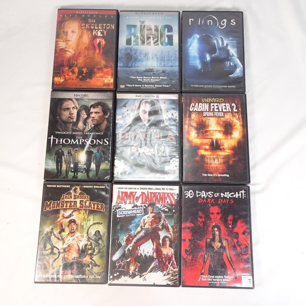 Lot of 9 Horror DVD Movies The Ring, Rings, Army of Darkness, Skeleton Key + More (1 of 2)