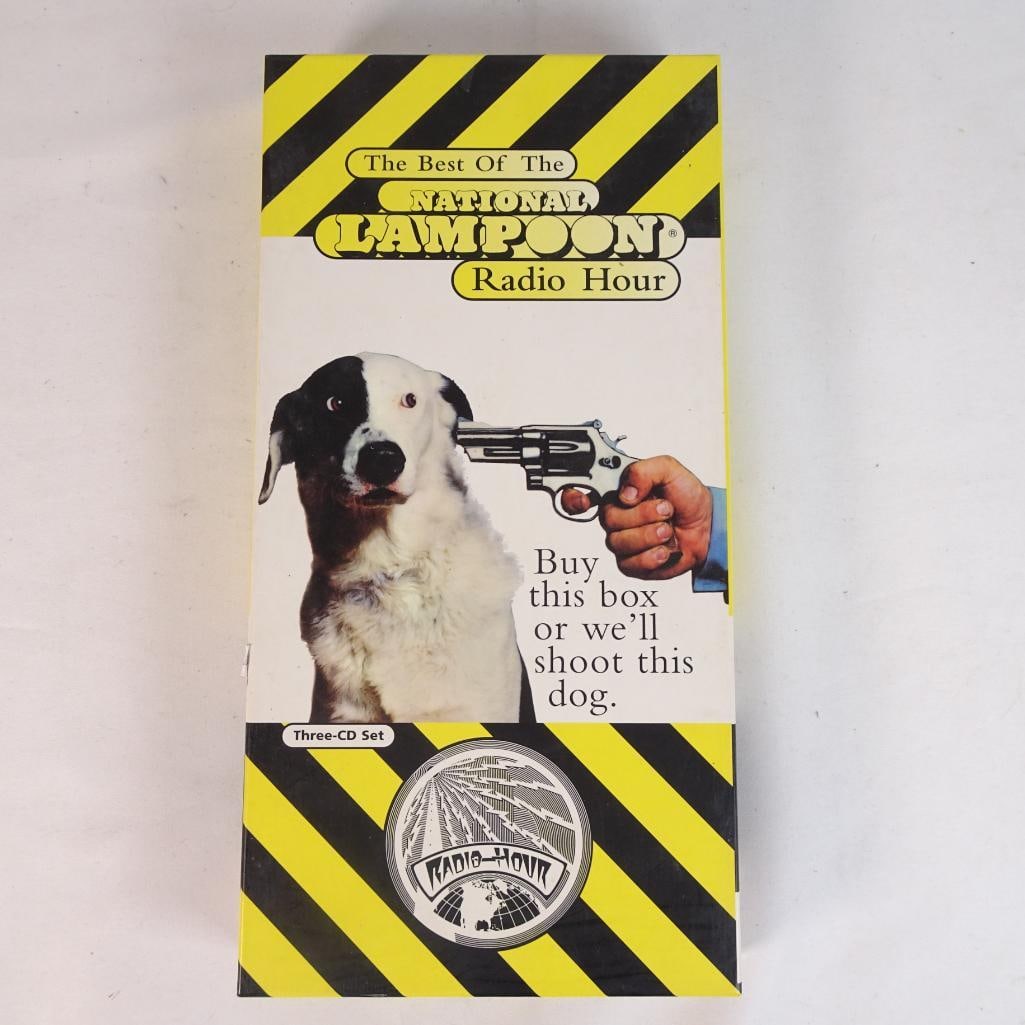 The Best of National Lampoon Radio Hour 3 CD Box Set Comedy Classic Rhino: Original The Best of National Lampoon Radio Hour 3-CD box set, a classic comedy collection featuring early performances from legendary comedians. A must-have for fans of vintage humor, satire, and cla