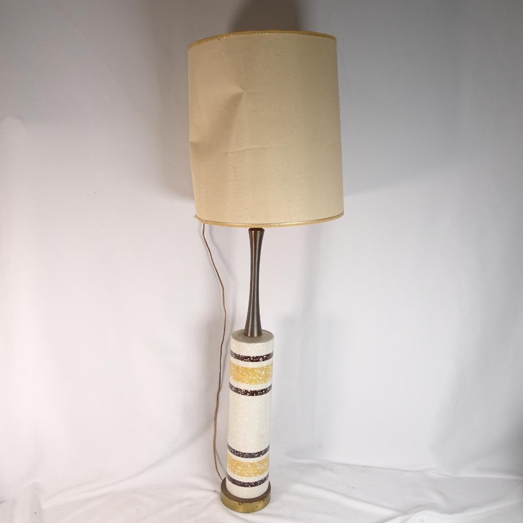 Vintage MCM Ceramic Table Lamp Speckled Mustard Brown Mid Century Modern (1 of 6)