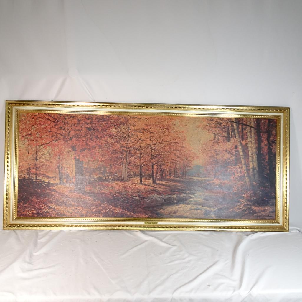 Robert Wood ?Autumn Leaves? Framed Landscape Print - Large Gold Frame Wall Art 64x29 (1 of 6)