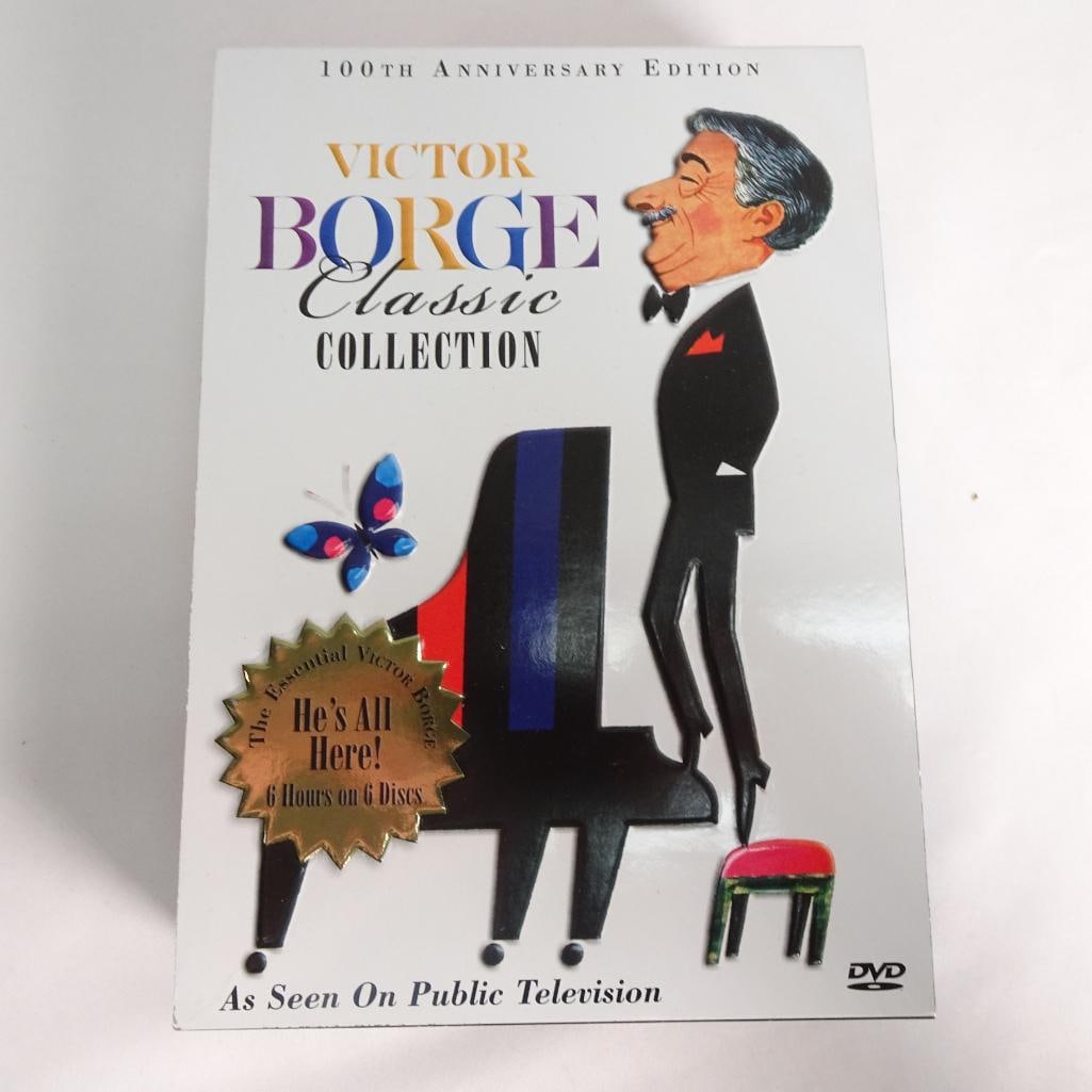 Victor Borge Classic Collection DVD 6 Disc Set 100th Anniversary Comedy Piano: Victor Borge Classic Collection - 100th Anniversary Edition A complete 6-disc DVD set featuring the legendary pianist and comedian Victor Borge, known as ?The Clown Prince of Denmark.? Good pre-owned 