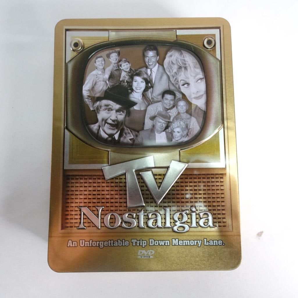 TV Nostalgia DVD Box Set 5 Discs 27 Episodes Lucy Andy Griffith Dick Van Dyke Metal Tin: TV Nostalgia - Classic TV Collection (Collector?s Tin Set) A nostalgic collection of classic American television shows in a collectible metal tin case. Good pre-owned condition. Discs included. Tin sh