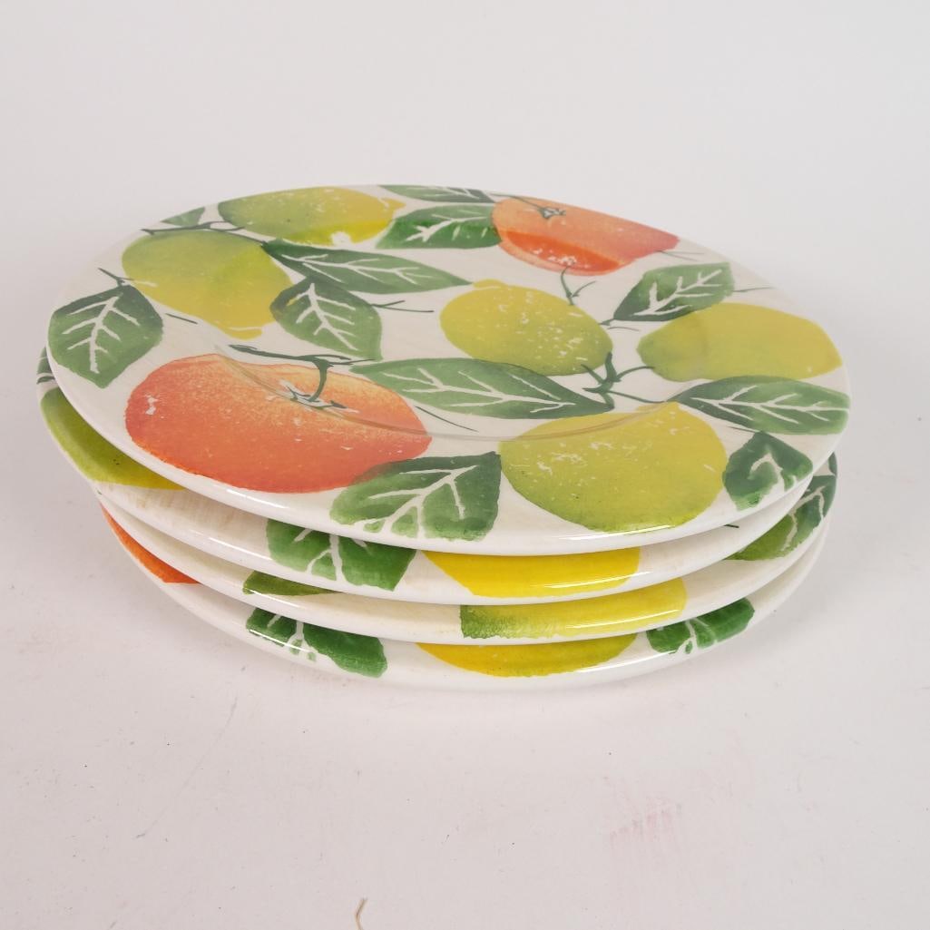 Set of 4 Italian Ceramic Lemon & Citrus Salad Plates (1 of 6)