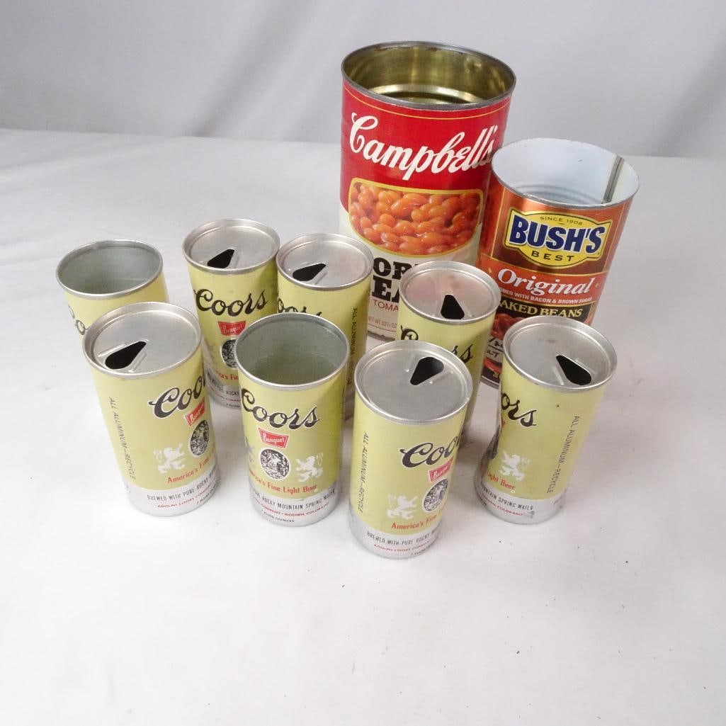 Vintage Coors Beer Can Coin Banks & Advertising Tin Lot (1 of 5)