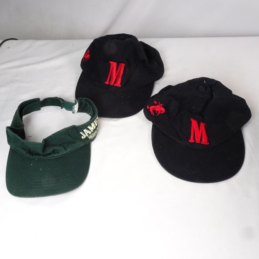 Vintage Lot of 3 Advertising Hats Caps Visor Jameson Irish Whiskey & Embroidered ?M (1 of 6)
