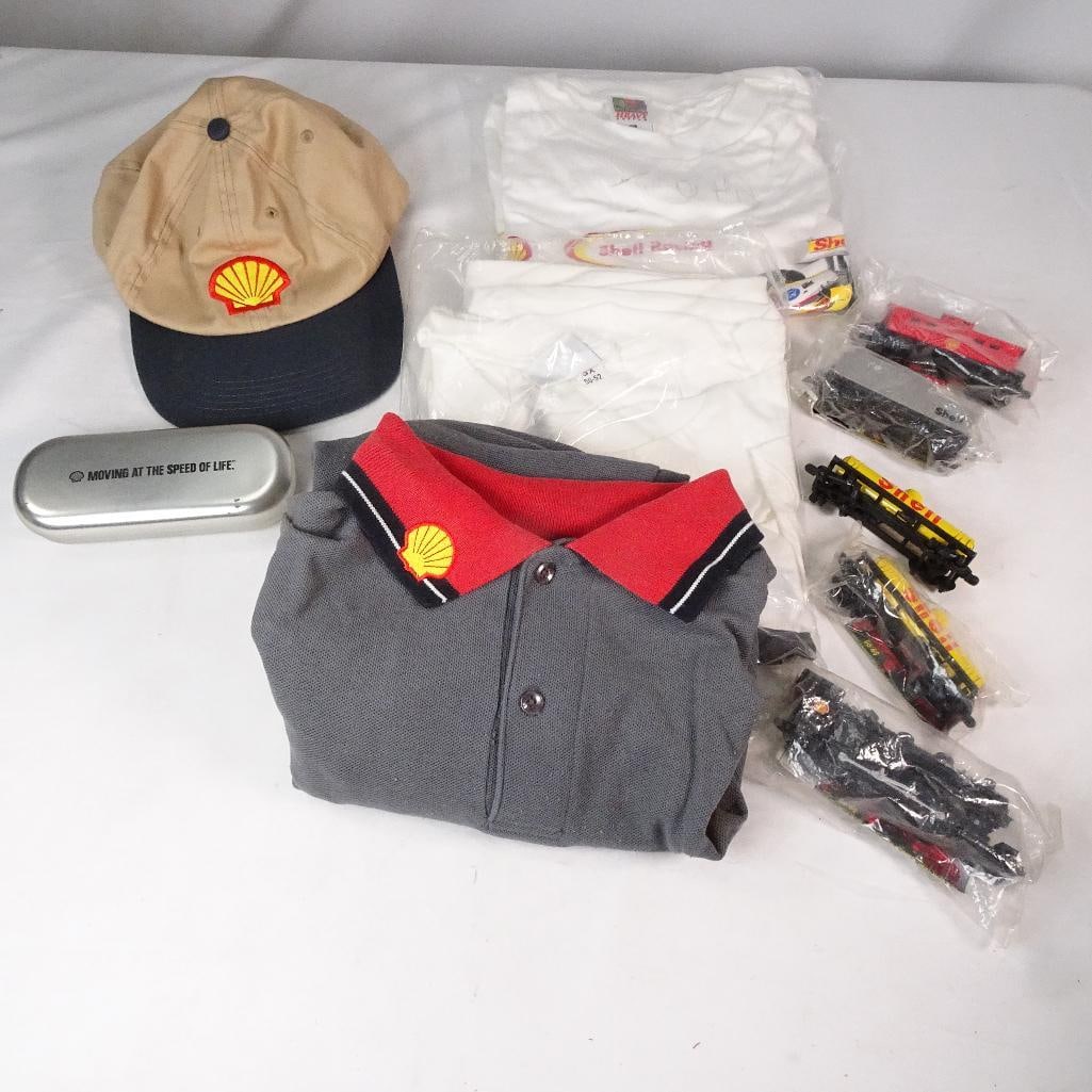Vintage Shell Racing Promotional Memorabilia Lot Hat Shirt Train Cars Glasses Case (1 of 8)
