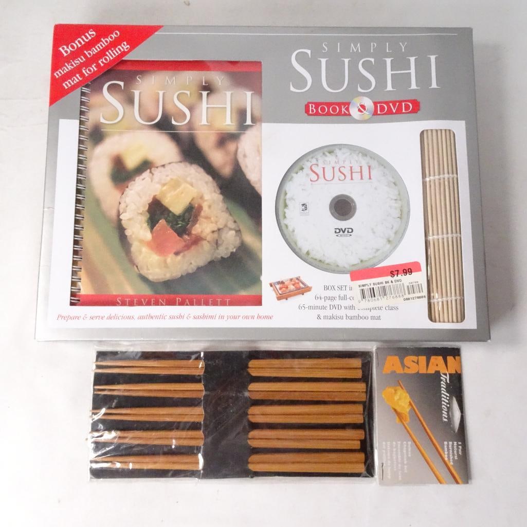 Simply Sushi Book & DVD Gift Set w/ Bamboo Rolling Mat + Chopsticks Kit (1 of 6)