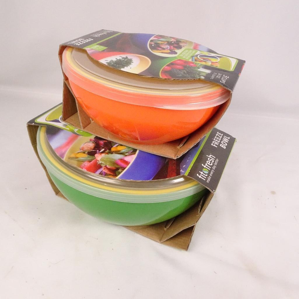 Fit & Fresh Freeze Bowl Set BPA Free Freezer Gel Serving Bowls 3 Cup & 6.5 Cup (1 of 7)