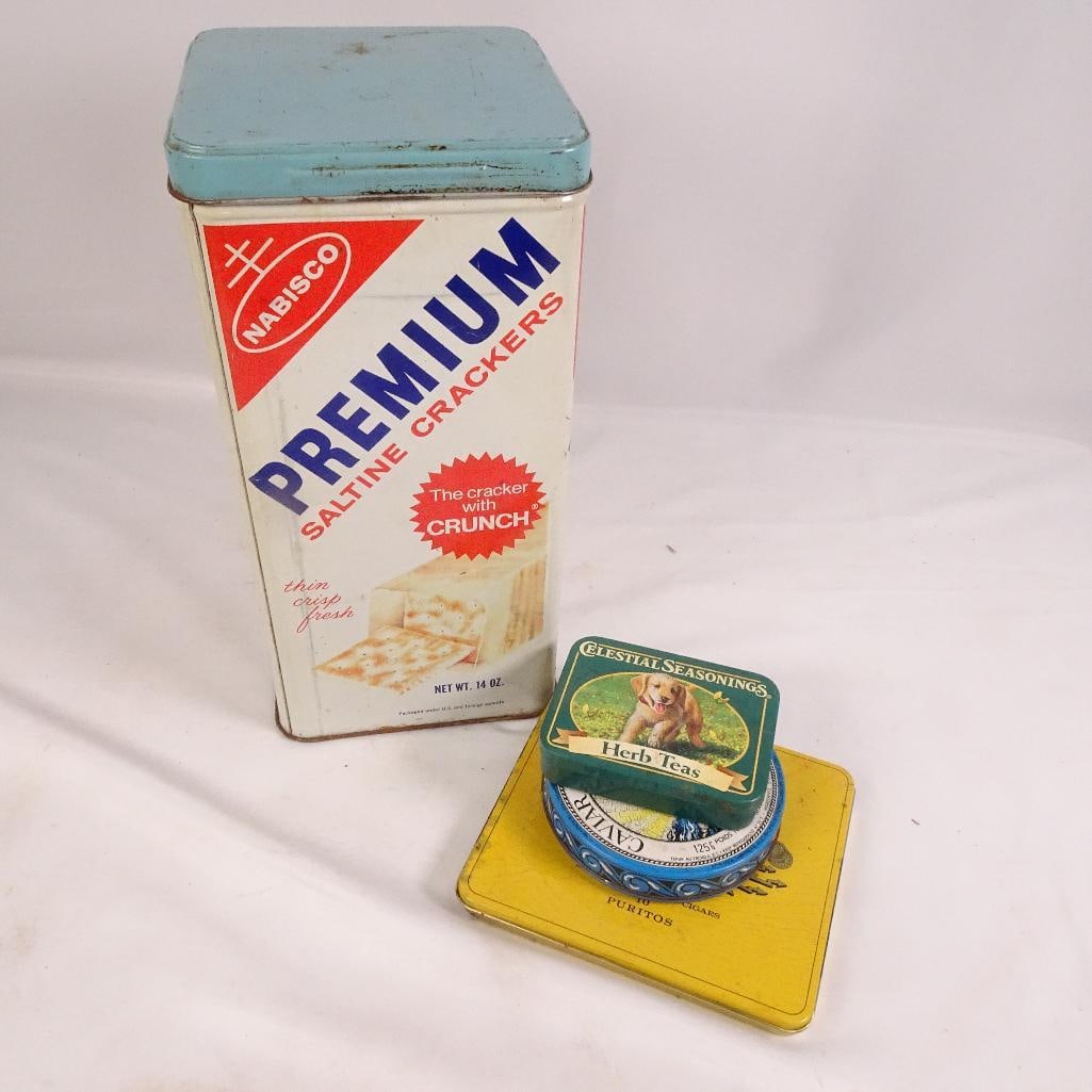 Vintage Tin Lot Nabisco Premium Saltine Cracker Tin Tea Tin Cigar Tin Collectible Storage (1 of 8)