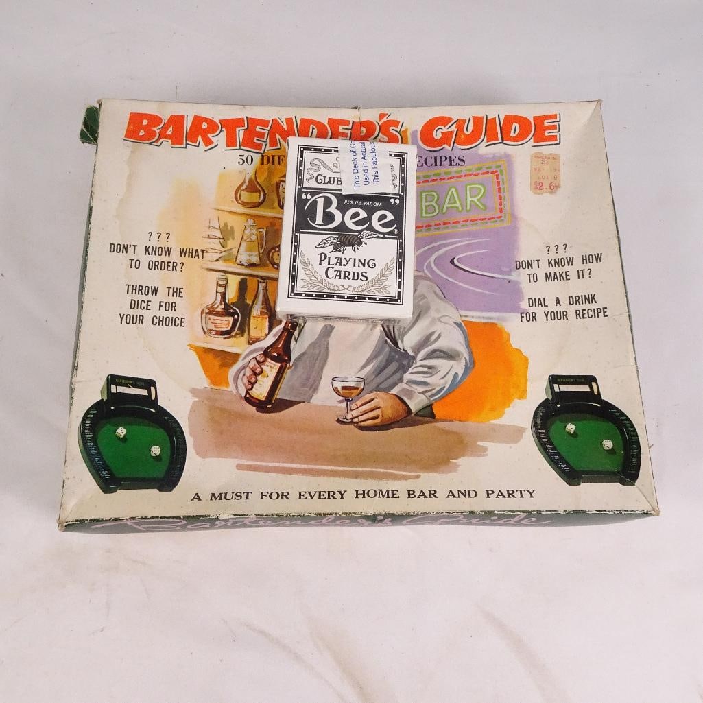 Vintage Bartender?s Guide Dice Game Set w/ Bee Playing Cards (1 of 5)