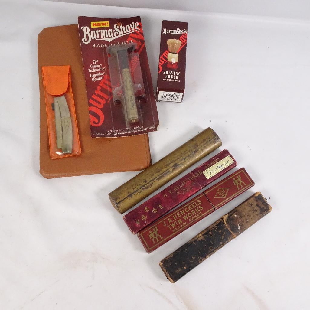Vintage Straight Razor & Shaving Lot Burma-Shave Henckels Red Point w/ Case (1 of 10)