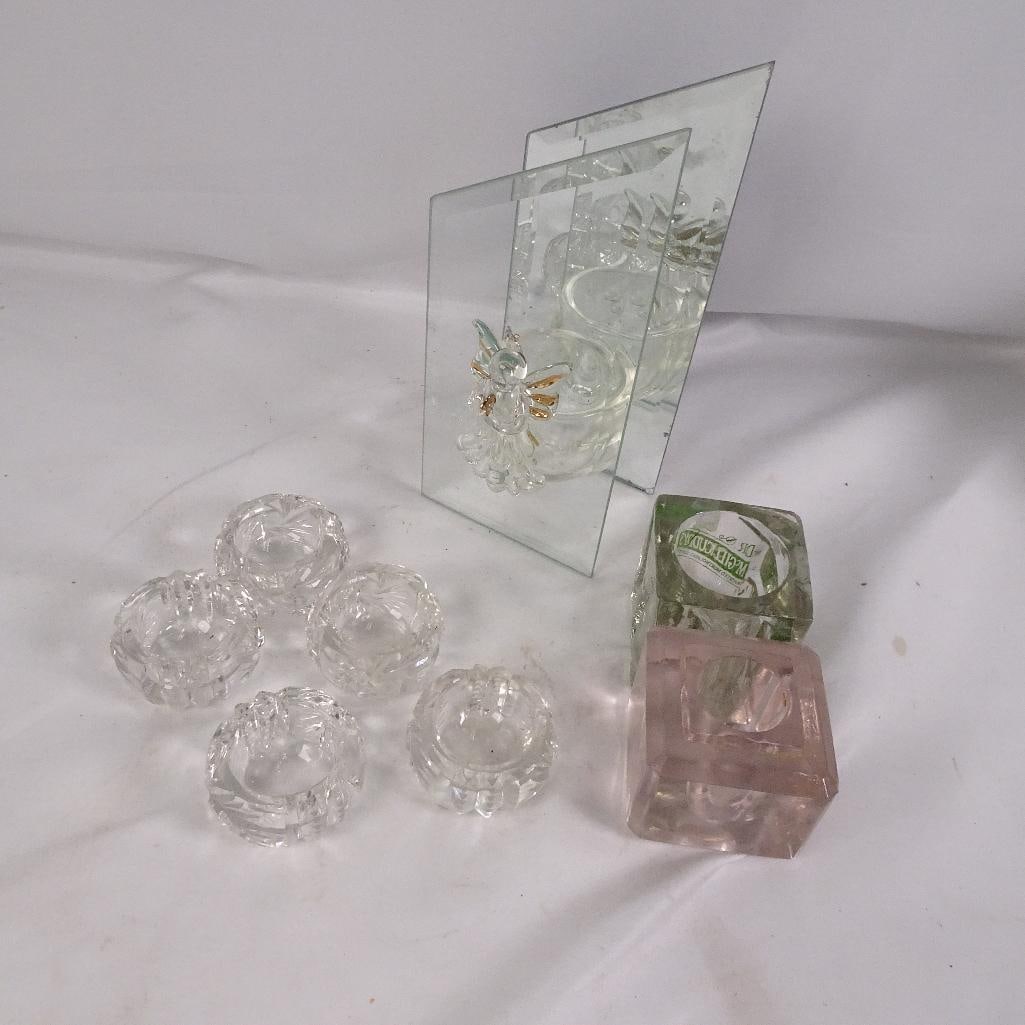 Vintage Glass Candle Holder Lot Crystal Tealight Holders Mirror Angel Votive Decor (1 of 7)