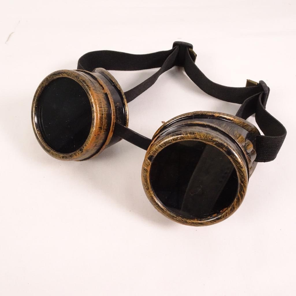 Steampunk Style Costume Goggles Adjustable Strap Cosplay Industrial Aviator (1 of 2)