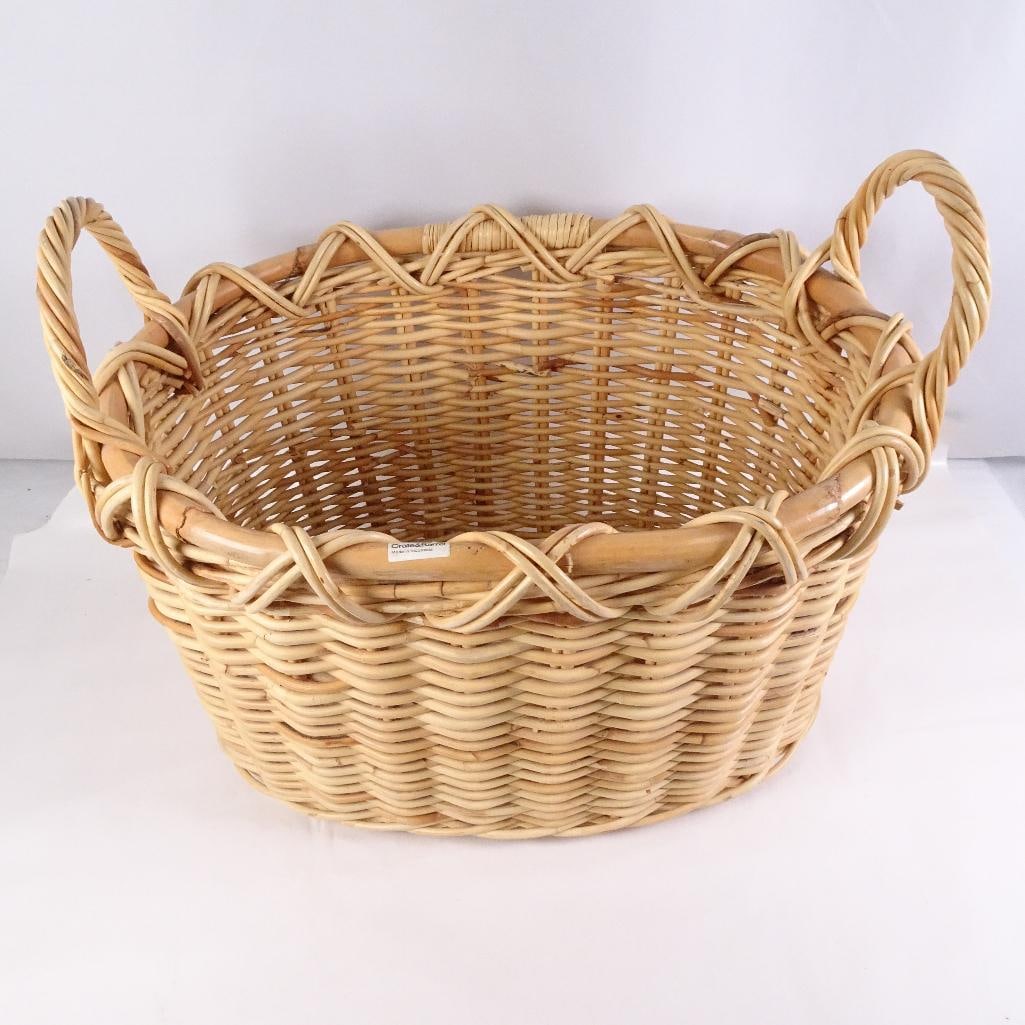 Crate & Barrel Wicker Rattan Storage Basket with Handles Decorative Organizer (1 of 7)
