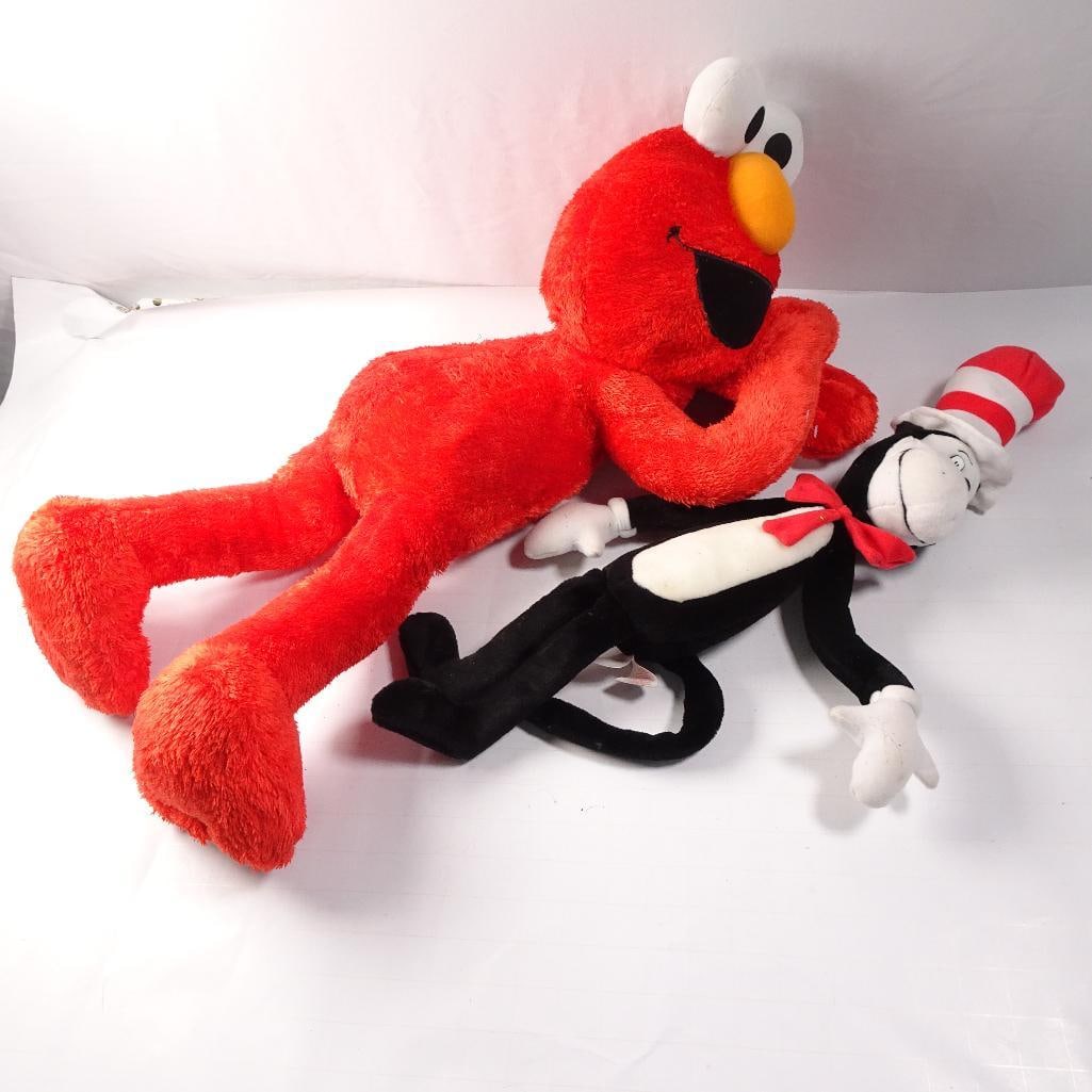 Elmo & Dr. Seuss Cat in the Hat Plush Toy Lot Large Stuffed Animals (1 of 5)