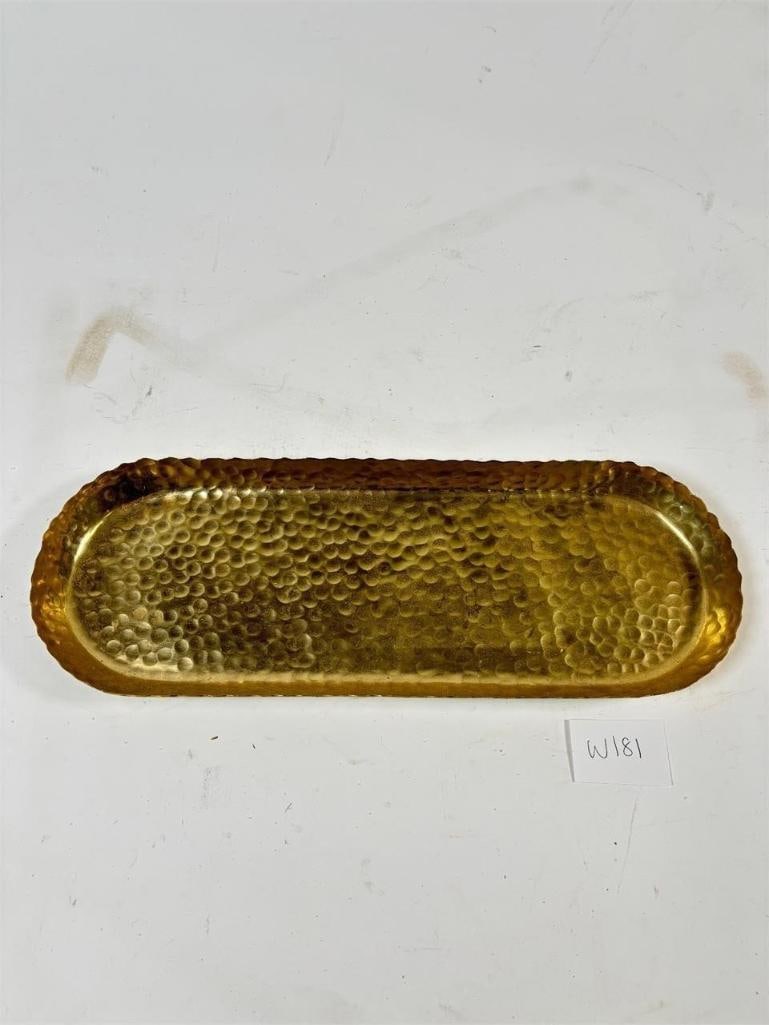 Gold Stainless Steel Hammered Oval Tray (1 of 2)