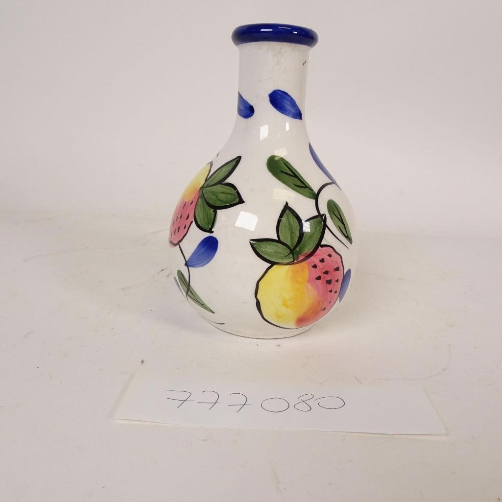 Vintage Hand-Painted Ceramic Vase with Fruit Motif (1 of 6)