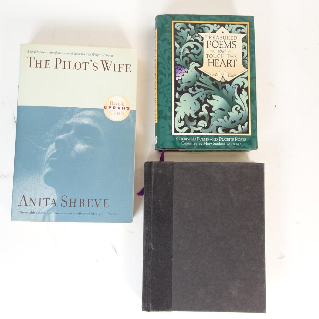 Literature and Poetry Book Lot: This mixed literature bundle includes contemporary fiction and timeless poetry: The Pilot?s Wife by Anita Shreve (Oprah?s Book Club selection) Treasured Poems That Touch the Heart compiled by Mary San