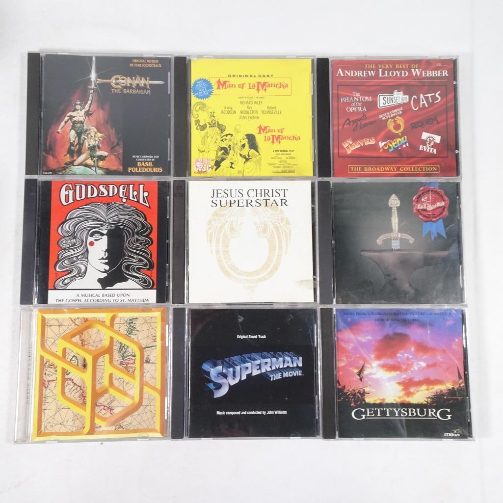 Mixed CD Lot Musicals and Soundtracks Andrew Lloyd Webber Superman Conan 9 CDs: Mixed CD lot featuring musicals, Broadway classics, and movie soundtracks. Condition: Discs in good to very good condition Some wear on cases (see photos) Includes original inserts Perfect for fans of