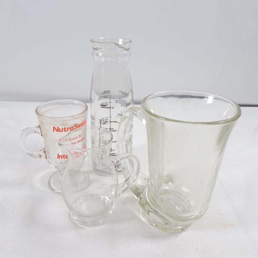 Mixed Glassware Lot Pitcher Mugs Creamer Salad Dressing Bottle NutraSweet Vintage Cup (1 of 10)