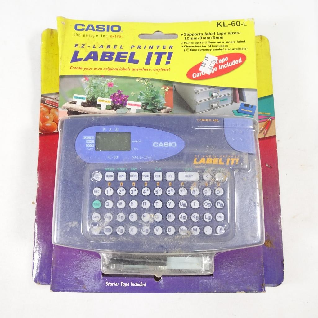 Casio KL-60 Label It EZ Label Printer Vintage New Open Box Untested Tape Included (1 of 3)
