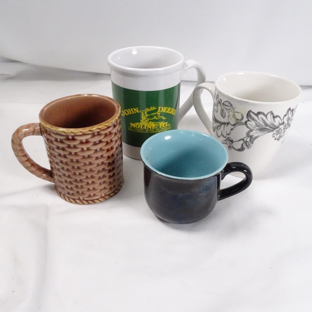 Vintage Coffee Mug Lot: Mixed lot of vintage coffee mugs in assorted styles. Condition: Pre-owned. Visible signs of use including minor stains, discoloration, and wear. No major cracks observed. Perfect for: collectors farmh