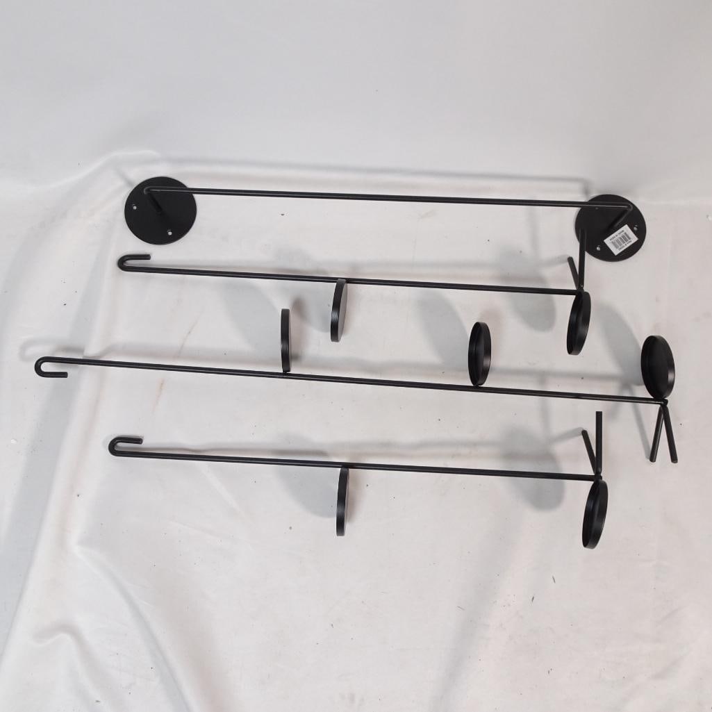 Modern Black Wall Candle Holder Set w/ 7 Glass Votive Cups (1 of 7)