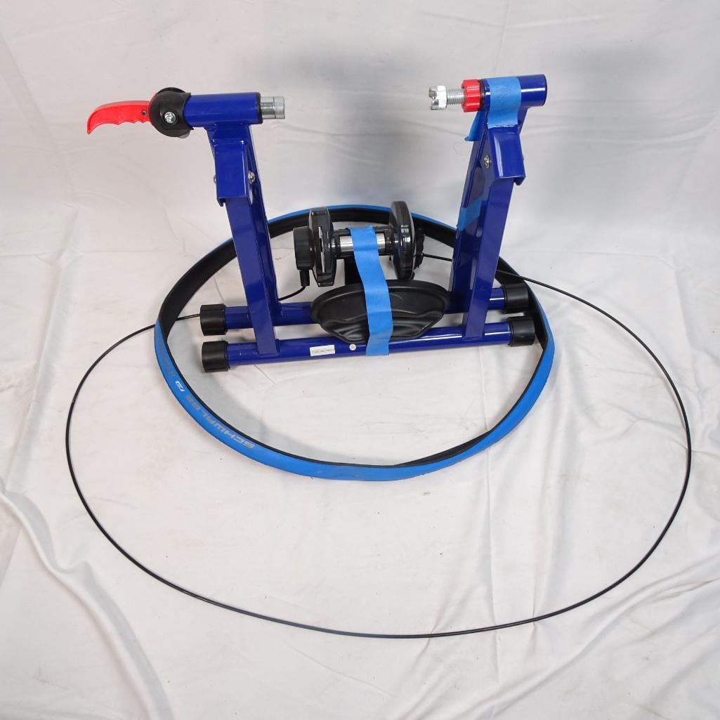 Max Race 9 Pro Trainer Indoor Bicycle Bike Trainer Stand Resistance Roller Blue (1 of 7)