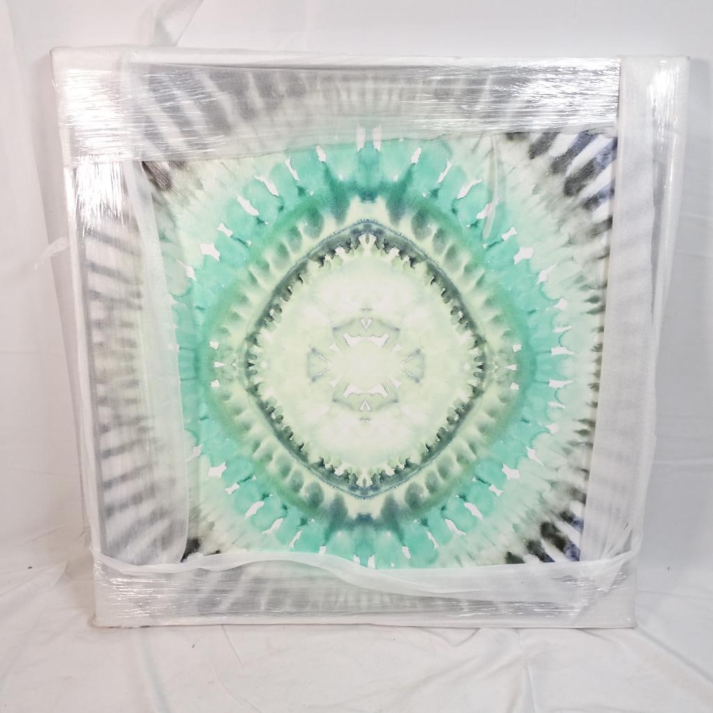 Large Abstract Teal Green Mandala Canvas Wall Art 32x32 New Wrapped (1 of 5)