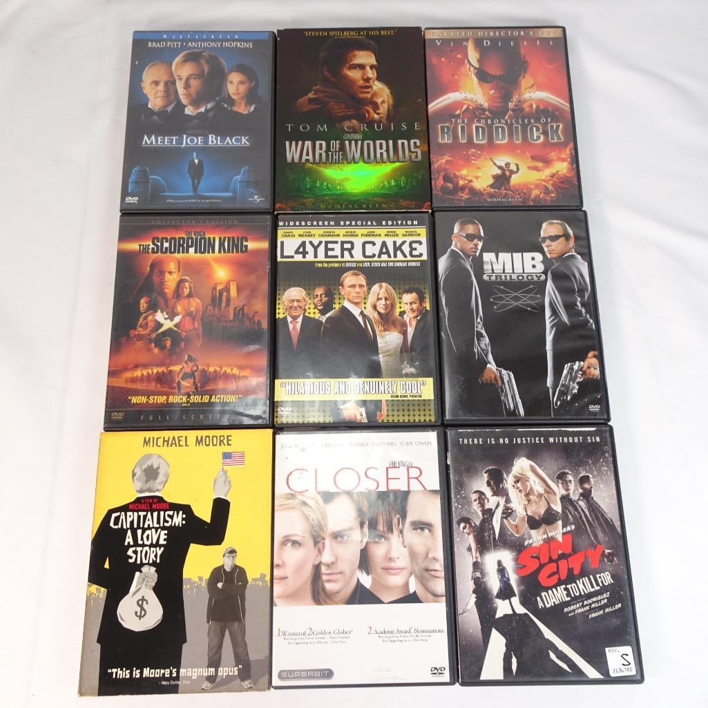 Lot of 9 DVD Movies | MIB Trilogy, War of the Worlds, Riddick, Sin City + More (1 of 2)