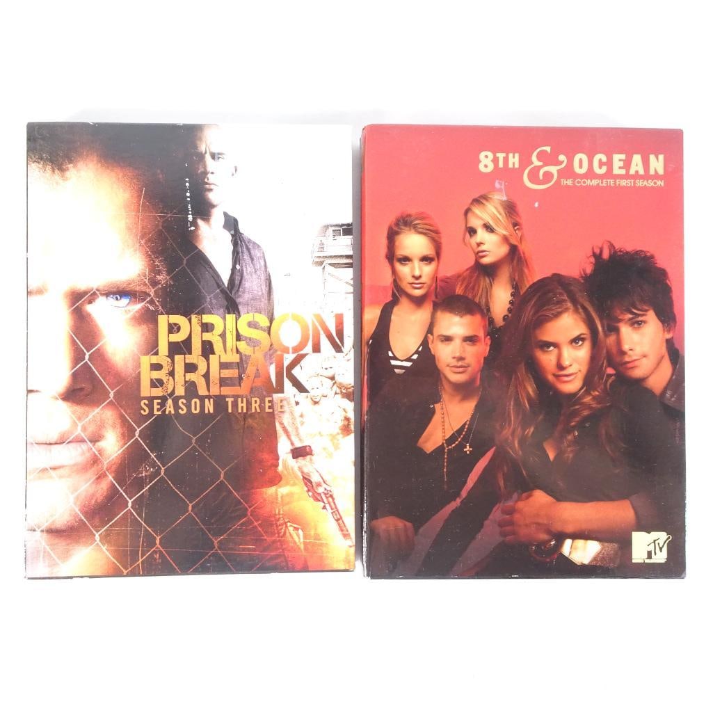 DVD TV Series Lot - Prison Break Season 3 (4 Disc Set) + 8th and Ocean Complete Season 1 - MTV -: DVD lot featuring two popular TV series: ? Prison Break - Season 3 (4-Disc Set) Includes all episodes from Season 3. Original case with 2 inner cases (Discs 1-4). ? 8th and Ocean - The Complete First 