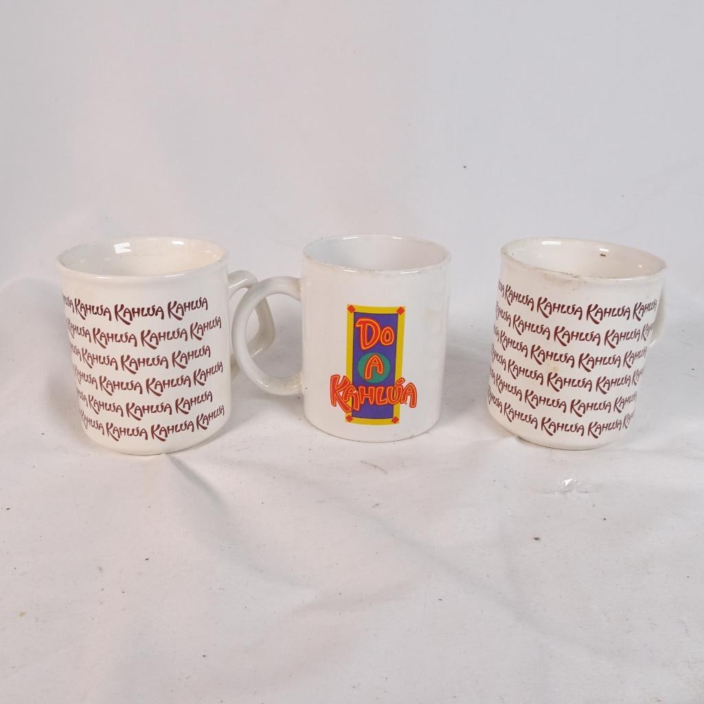 Vintage Kahlua Coffee Mug Set of 3 Do A Kahlua White Advertising Cups Barware (1 of 2)