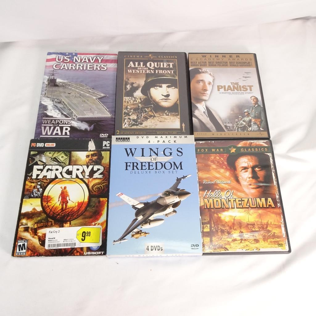 War and Military DVD Lot + PC Game - The Pianist, All Quiet on the Western Front, Wings of Freedom (1 of 2)