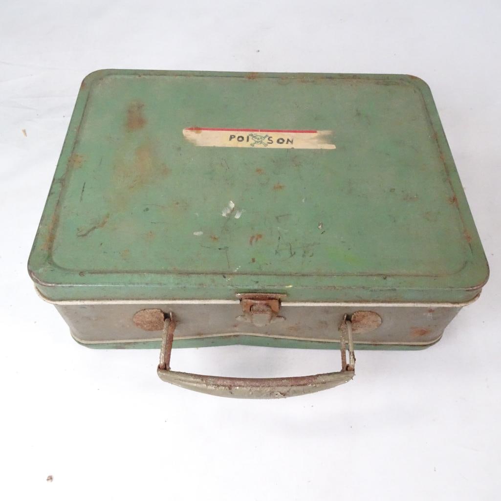 Vintage Metal Lunch Box Poison Label Industrial Storage Tin Rustic Tool Box (1 of 4)