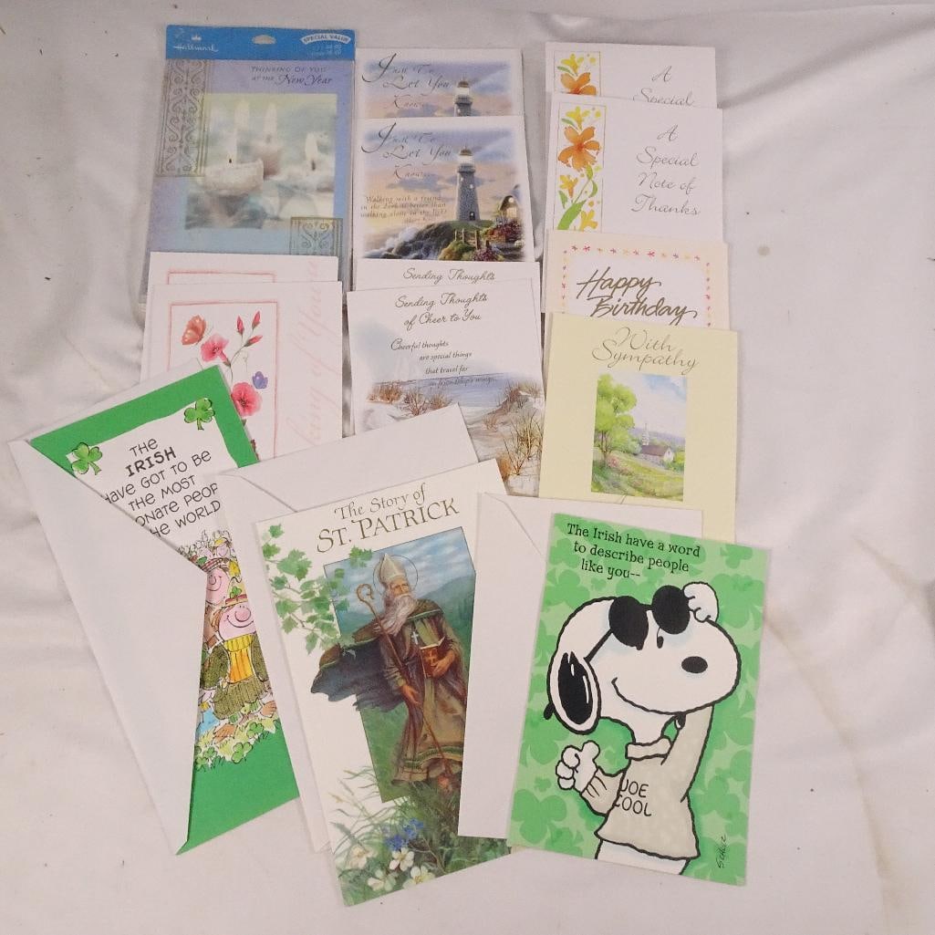 Vintage Hallmark and Assorted Greeting Cards Lot w/ Envelopes: Large mixed lot of vintage greeting cards and stationery from Hallmark and other publishers. Includes a variety of occasions and themes, making this a great lot for collectors, crafters, scrapbooking,