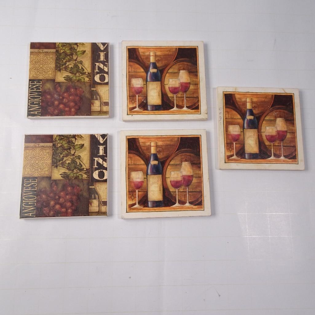 Set of 5 Decorative Ceramic Tile Coasters (1 of 3)