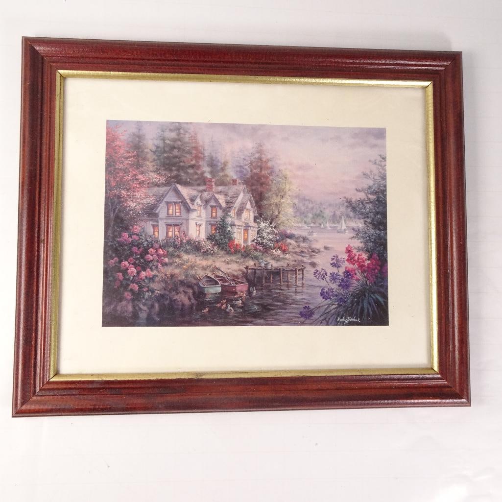 Framed Coastal Cottage Landscape Print After Nicky Boehme (1 of 4)