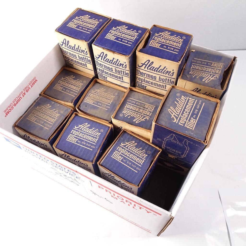 Lot of 11 vintage Aladdin Thermos bottle replacement glass fillers. (1 of 12)