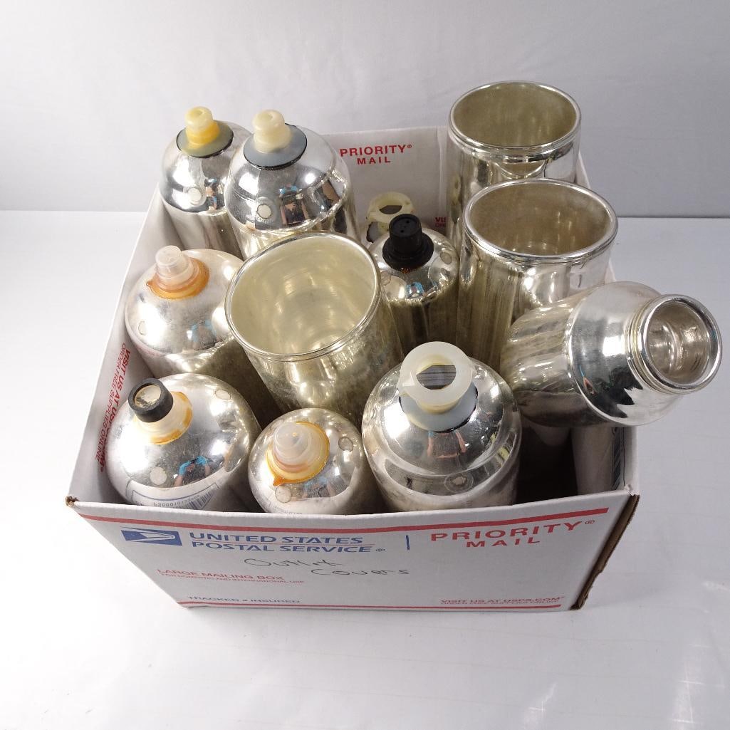 Lot of 12 Vintage Thermos Glass Replacement Fillers Mixed Sizes: The lot appears to include Aladdin replacement fillers along with other vintage thermos components. Items are sold as found and show typical age and storage wear. No testing has been performed. Please